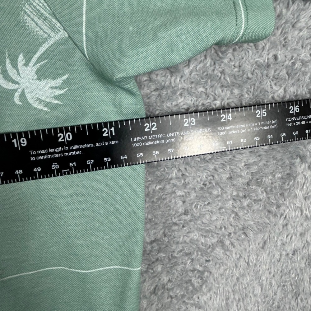 TravisMathew Mens XL Sage Green Palm Tree Striped Pima Cotton‎ Blend Polo Shirt - Picture 7 of 10
